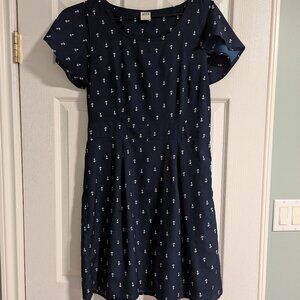 Navy and white anchor print dress